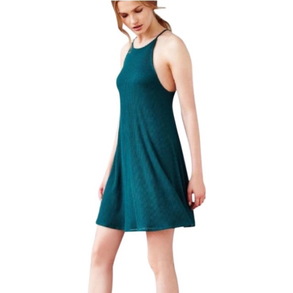 Silence and Noise Ribbed Swing Dress in Green